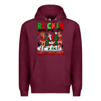Burgundy Rockin Around The Christmas Tree Premium Hoodie - FaDigitalArtStudio