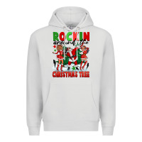 Dove Grey Rockin Around The Christmas Tree Premium Hoodie - FaDigitalArtStudio