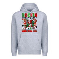 Heather Grey Rockin Around The Christmas Tree Premium Hoodie - FaDigitalArtStudio