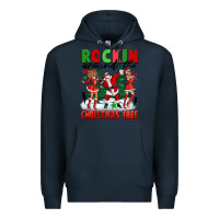 Navy Rockin Around The Christmas Tree Premium Hoodie - FaDigitalArtStudio