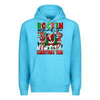 Ocean Blue Rockin Around The Christmas Tree Premium Hoodie - FaDigitalArtStudio