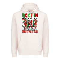Pale Pink Rockin Around The Christmas Tree Premium Hoodie - FaDigitalArtStudio