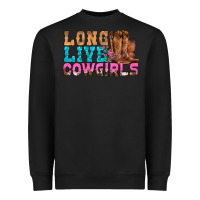 Black Western Long Live Cowgirls With Roses Heavyweight Sweatshirt - BundleAndBundleShop