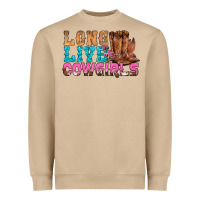 Mushroom Western Long Live Cowgirls With Roses Heavyweight Sweatshirt - BundleAndBundleShop