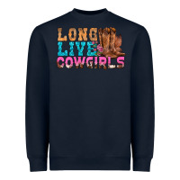 Navy Western Long Live Cowgirls With Roses Heavyweight Sweatshirt - BundleAndBundleShop