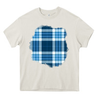 Cream Winter Tartan Patch Heavy Core Tee - BundleAndBundleShop
