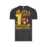 Vintage Black My 1st Thanksgiving with turkey Vintage Tee - NancyCooperArtShop
