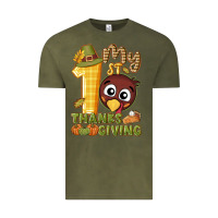 Vintage Olive My 1st Thanksgiving with turkey Vintage Tee - NancyCooperArtShop