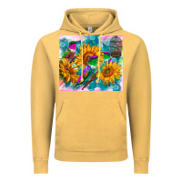 Vintage Mustard hummingbirds sunflower Vintage Hoodie - TumblerDesignByShophia