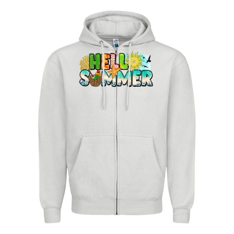 Hello Summer Zipper Hoodie by CowhideDigitalArt | Teevron