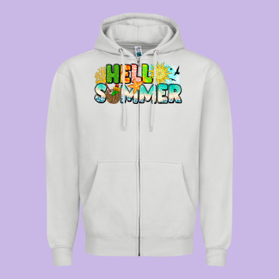Hello Summer Zipper Hoodie Designed By Cowhidedigitalart