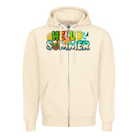 Sandshell Hello Summer Zipper Hoodie - CowhideDigitalArt