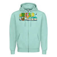 Seafoam Hello Summer Zipper Hoodie - CowhideDigitalArt