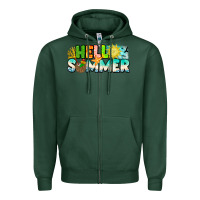 Sports Green Hello Summer Zipper Hoodie - CowhideDigitalArt