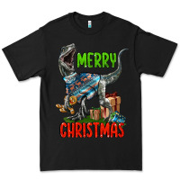 Black merry christmas velociraptor Premium Tee - LillyAllenDesigns