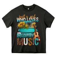 Asphalt Just A Girl Who Loves Country Music Heavy Core Tee - BundleAndBundleShop