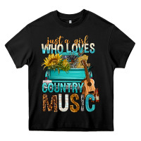 Black Just A Girl Who Loves Country Music Heavy Core Tee - BundleAndBundleShop