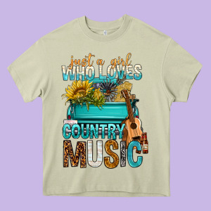 Just A Girl Who Loves Country Music Heavy Core Tee Designed By Bundleandbundleshop
