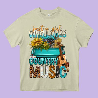 Just A Girl Who Loves Country Music Heavy Core Tee Designed By Bundleandbundleshop