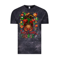 Cloud Black santa's favorite nurse afro messy bun Vintage Tee - texasbilliewilder