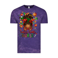 Cloud Purple santa's favorite nurse afro messy bun Vintage Tee - texasbilliewilder