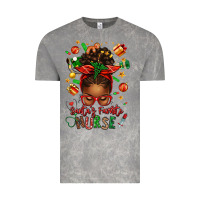 Cloud Rock santa's favorite nurse afro messy bun Vintage Tee - texasbilliewilder