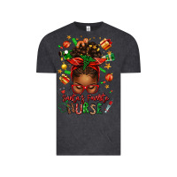 Vintage Black santa's favorite nurse afro messy bun Vintage Tee - texasbilliewilder