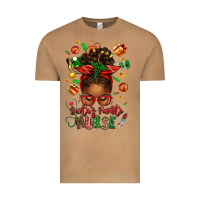 Vintage Camel santa's favorite nurse afro messy bun Vintage Tee - texasbilliewilder