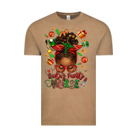 Vintage Coffee santa's favorite nurse afro messy bun Vintage Tee - texasbilliewilder