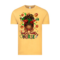 Vintage Mustard santa's favorite nurse afro messy bun Vintage Tee - texasbilliewilder
