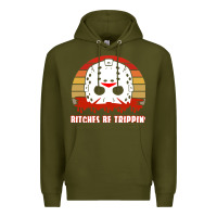 Army Green Halloween Bitches Be Trippin Jason Mask Premium Hoodie - lanVoArt