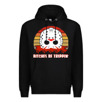Black Halloween Bitches Be Trippin Jason Mask Premium Hoodie - lanVoArt