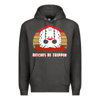 Charcoal Heather Halloween Bitches Be Trippin Jason Mask Premium Hoodie - lanVoArt