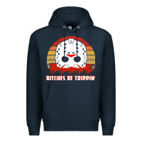 Navy Halloween Bitches Be Trippin Jason Mask Premium Hoodie - lanVoArt