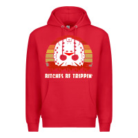 Red Halloween Bitches Be Trippin Jason Mask Premium Hoodie - lanVoArt