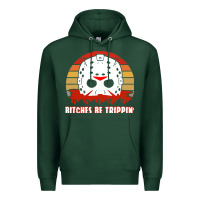 Sports Green Halloween Bitches Be Trippin Jason Mask Premium Hoodie - lanVoArt
