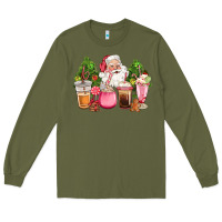 Army Green pink christmas santa coffe cups Long Sleeve Tee - CowGirlArtShop
