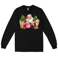 Black pink christmas santa coffe cups Long Sleeve Tee - CowGirlArtShop