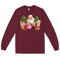 Pink Christmas Santa Coffe Cups Long Sleeve Tee | Teevron