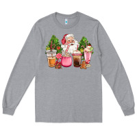 Heather Grey pink christmas santa coffe cups Long Sleeve Tee - CowGirlArtShop