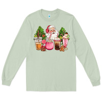 Matcha pink christmas santa coffe cups Long Sleeve Tee - CowGirlArtShop