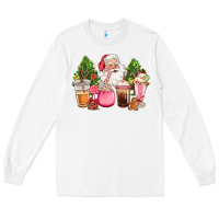 White pink christmas santa coffe cups Long Sleeve Tee - CowGirlArtShop