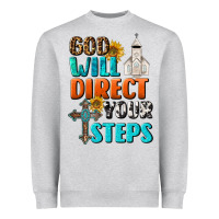 Heather Grey God Will Direct Your Steps Heavyweight Sweatshirt - BundleAndBundleShop