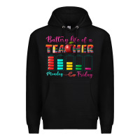 Black battery life of a teacher Premium Hoodie - BundleAndBundleShop