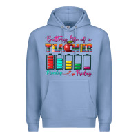 Colony Blue battery life of a teacher Premium Hoodie - BundleAndBundleShop