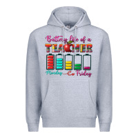 Heather Grey battery life of a teacher Premium Hoodie - BundleAndBundleShop
