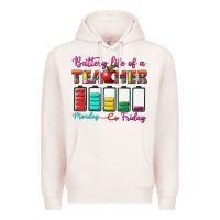 Pale Pink battery life of a teacher Premium Hoodie - BundleAndBundleShop