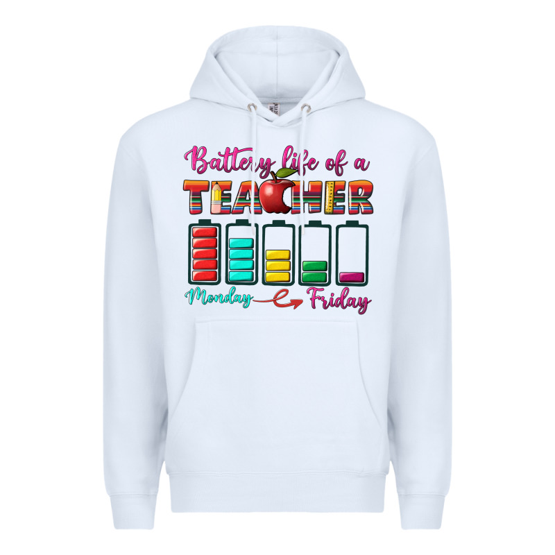 Battery Life Of A Teacher Premium Hoodie by BundleAndBundleShop | Teevron