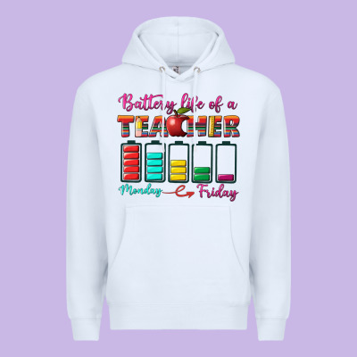 Battery Life Of A Teacher Premium Hoodie Designed By Bundleandbundleshop