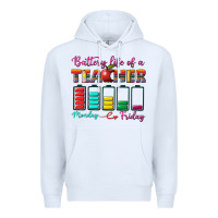 White battery life of a teacher Premium Hoodie - BundleAndBundleShop